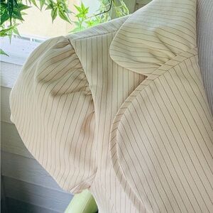 Women's Ivory Pinstripe Waist-Defined Jacket